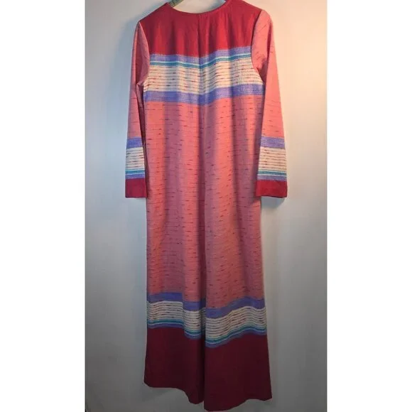 Vintage 1970's Joseph Magnin The Farr West Fuzzy RARE Striped House Coat, Sz L